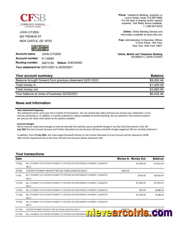 USA New York CFSB excel pdf